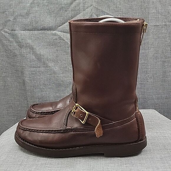 W.C Russell Moccasin Co Zephyr Boots Brown leather zip buckle hunting men's 8.5C - Picture 9 of 14